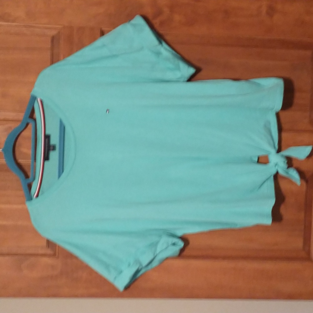 Tommy Hilfiger Women's Aqua Tie-Front Top